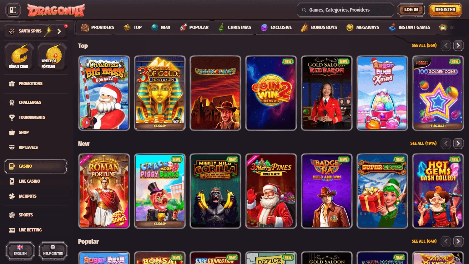 Dragonia Casino — game gallery Top / New / Popular
