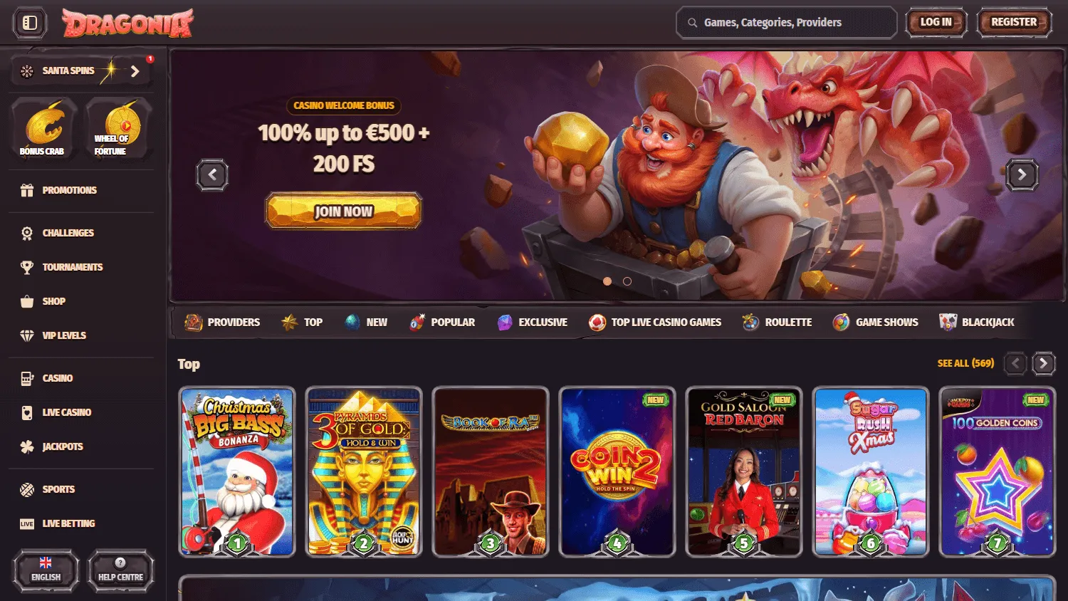 Dragonia Casino — αρχική σελίδα